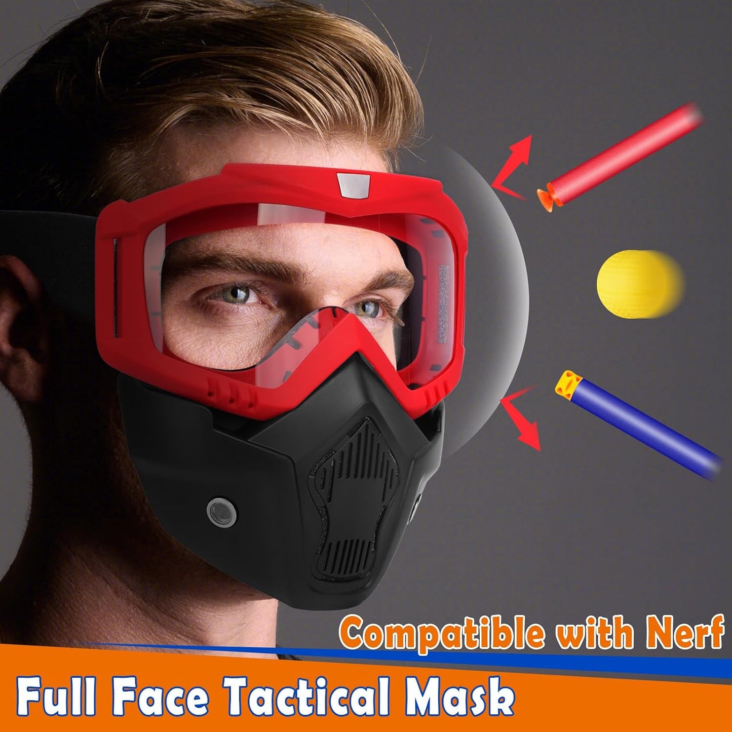 POKONBOY Detachable Masks, Tactical Mask with Goggles Compatible with Nerf Rival, Apollo, Zeus, Khaos, Atlas, & Artemis Blasters Rival Mask