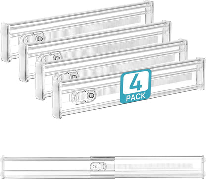 Vtopmart 2.36" Drawer Dividers with Expandable Inserts, 12.8"-22.3", 8 Pack | Adjustable Kitchen Drawer Organizer, Clear Organizer Separator for Flatware, Utensil, Cutlery, 8 Dividers with 14 Inserts