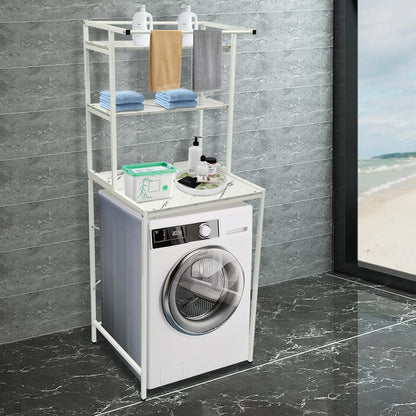 3 Tier Wooden Over The Washer and Dryer Storage Shelf, Bathroom Shelf Washing Machine Storage Shelves Utility Rack Freestanding Laundry Drying Rack Heavy Duty for Bathroom