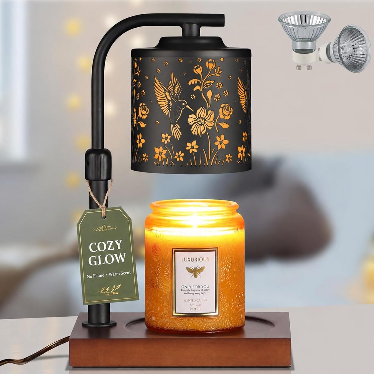 Candle Warmer Lamp Adjustable Height Dimmable for Jar Candles Hummingbird