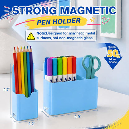 Magnetic Pen Holder, Magnetic Marker Holder, 4 Pack, White | Magnetic Cups for Dry Erase Markers, Pen Organizer for Whiteboard, Refrigerator, Locker, Cruise, Classroom, Office, School