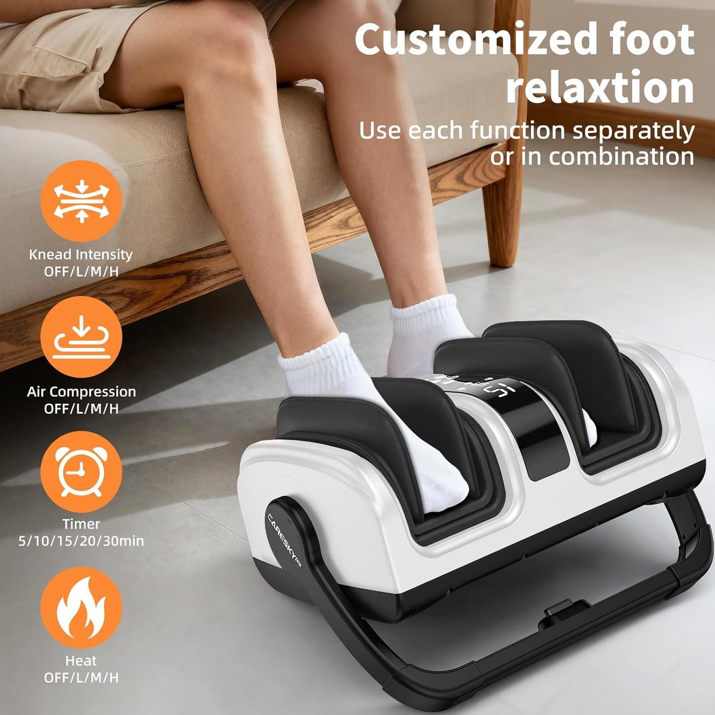Shiatsu Foot Massager with Heat, Deep Kneading Foot Massager for Plantar Fasciitis, Neuropathy, Circulation and Pain Relief, Foot and Calf Massage at Home/Office