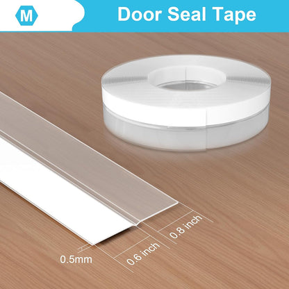 Weather Stripping Door Seal, 20 Ft Shower Door Seal, Clear, 1 in | Flexible door sweep for frames, fits doors, windows, and glass showers, seals gaps up to 0.5", blocks air leaks and dust