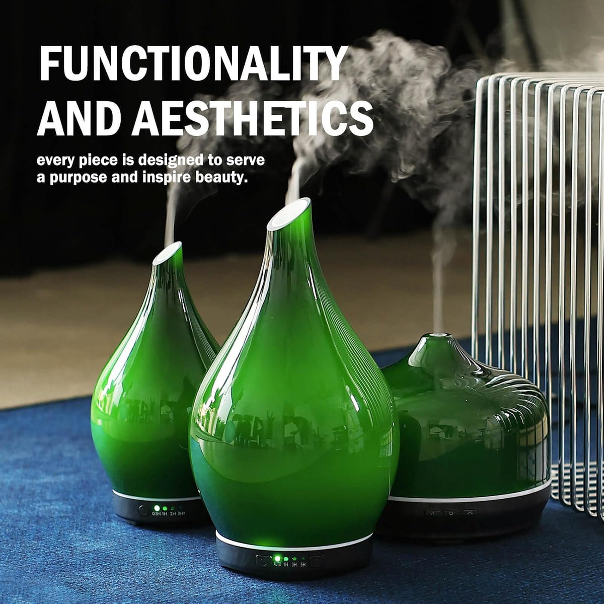 Porseme Essential Oil Diffuser 280ml Handmade Glass Diffuser 7H Runtime | Elegant Handmade Glass Aroma Diffuser with 7-color LEDs, Quiet Aromatherapy and Safe Auto Shut-off, Perfect for Gifts