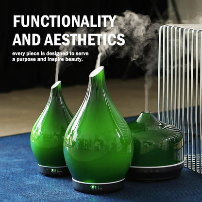 Porseme Essential Oil Diffuser 280ml Handmade Glass Diffuser 7H Runtime | Elegant Handmade Glass Aroma Diffuser with 7-color LEDs, Quiet Aromatherapy and Safe Auto Shut-off, Perfect for Gifts