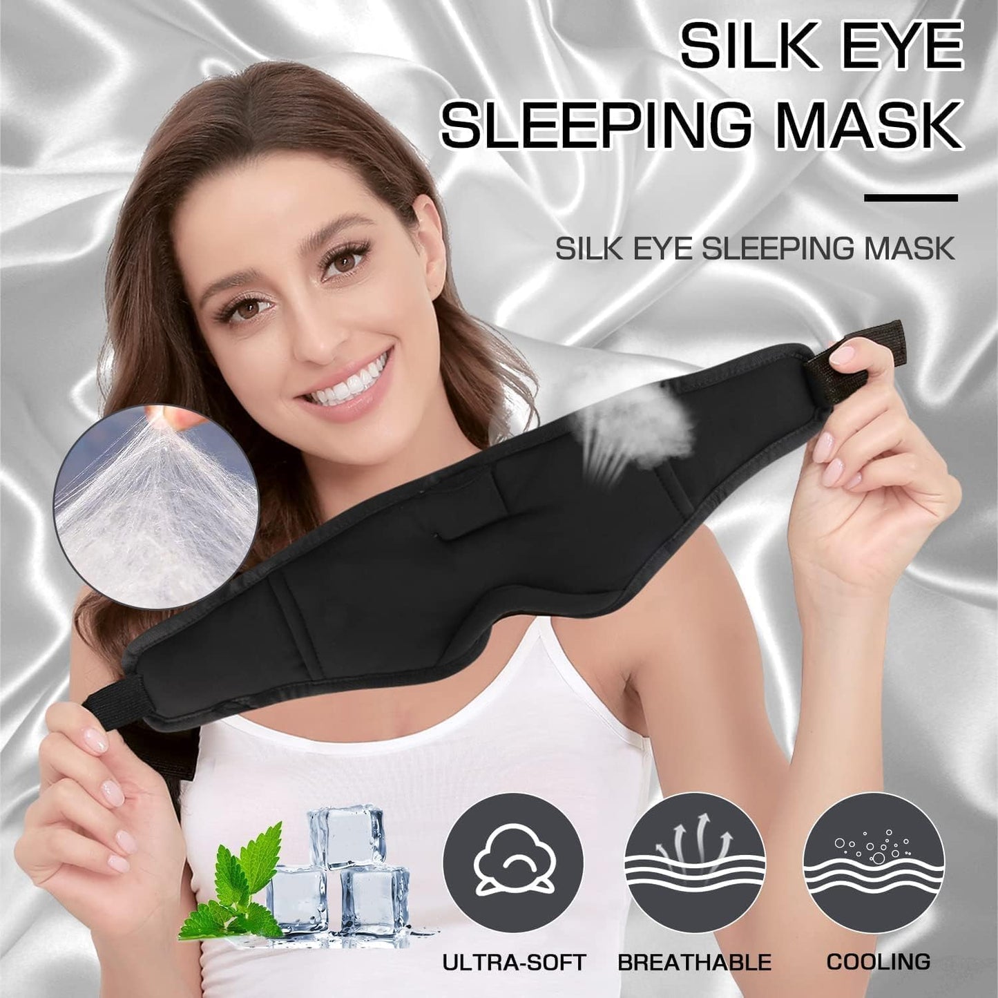 Sleep Mask with Headphones Bluetooth 5.4, LC-dolida Wireless Music Eye Mask for Sleeping Headphones with Soft Bamboo Cotton Cooling Breathable,Ultra-Thin Stereo Speaker for Side Sleepers-Khaki