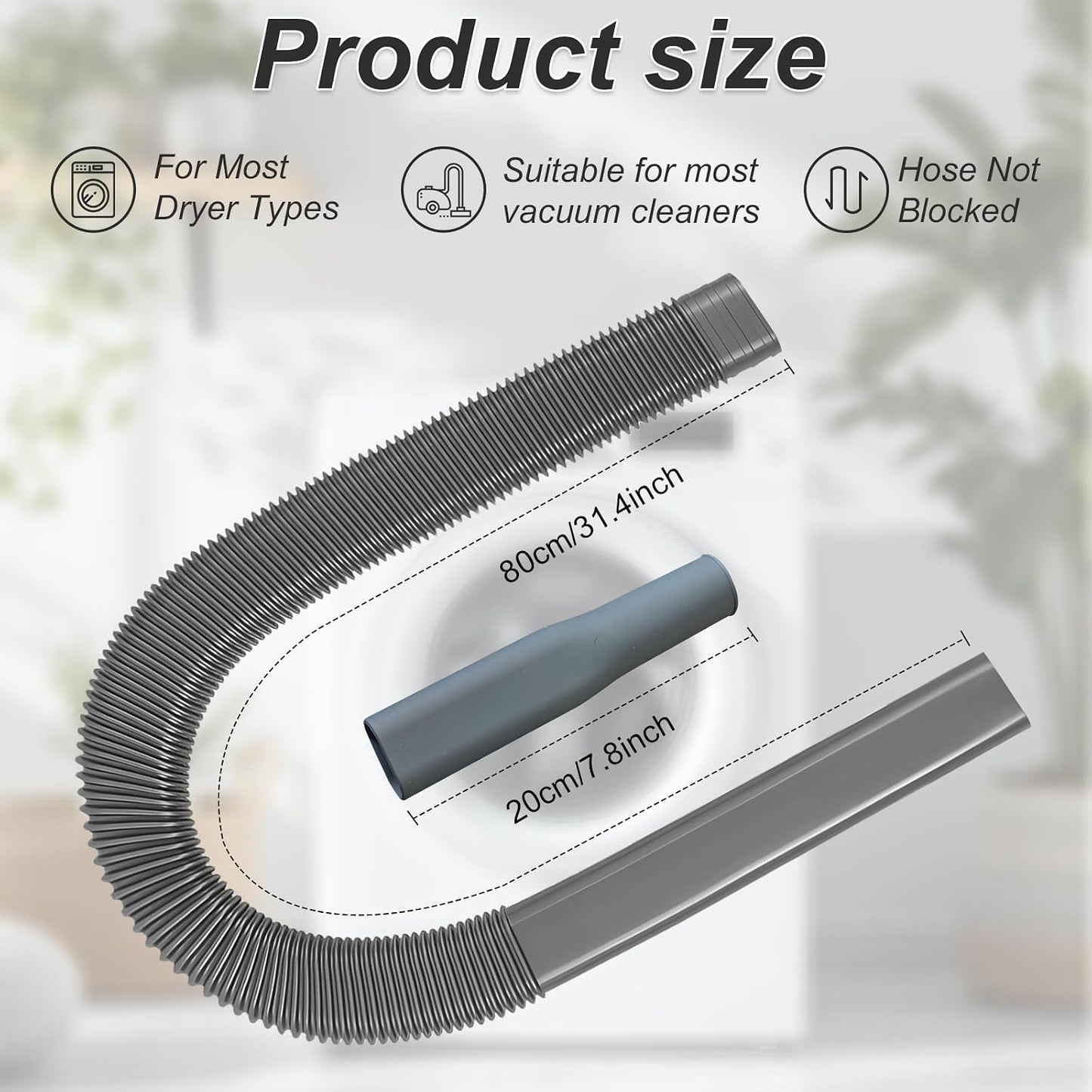 Upgraded Dryer Vent Cleaner Kit: Universal Vacuum Hose Attachment for Lint Removal Fits All Vacuums Cleaner Dryer Cleaning Tools for Clogged Ducts (Blue)