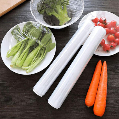 Plastic Wrap Dispenser, Slide Cutter 12‑Inch Cling Wrap Set | Refillable design fits 12‑inch rolls. Set includes cutting box and 328 Ft clear stretch film for food storage