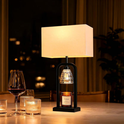 PoKat Gold Table Lamp Candle Warmer, Candle Warmer Lamp with Timer Dimmer, Wax Light Warming Table Lamp for Jar Candles, Modern Bedside Lamp for House Warming Home Decor Living Room, Bulb Included