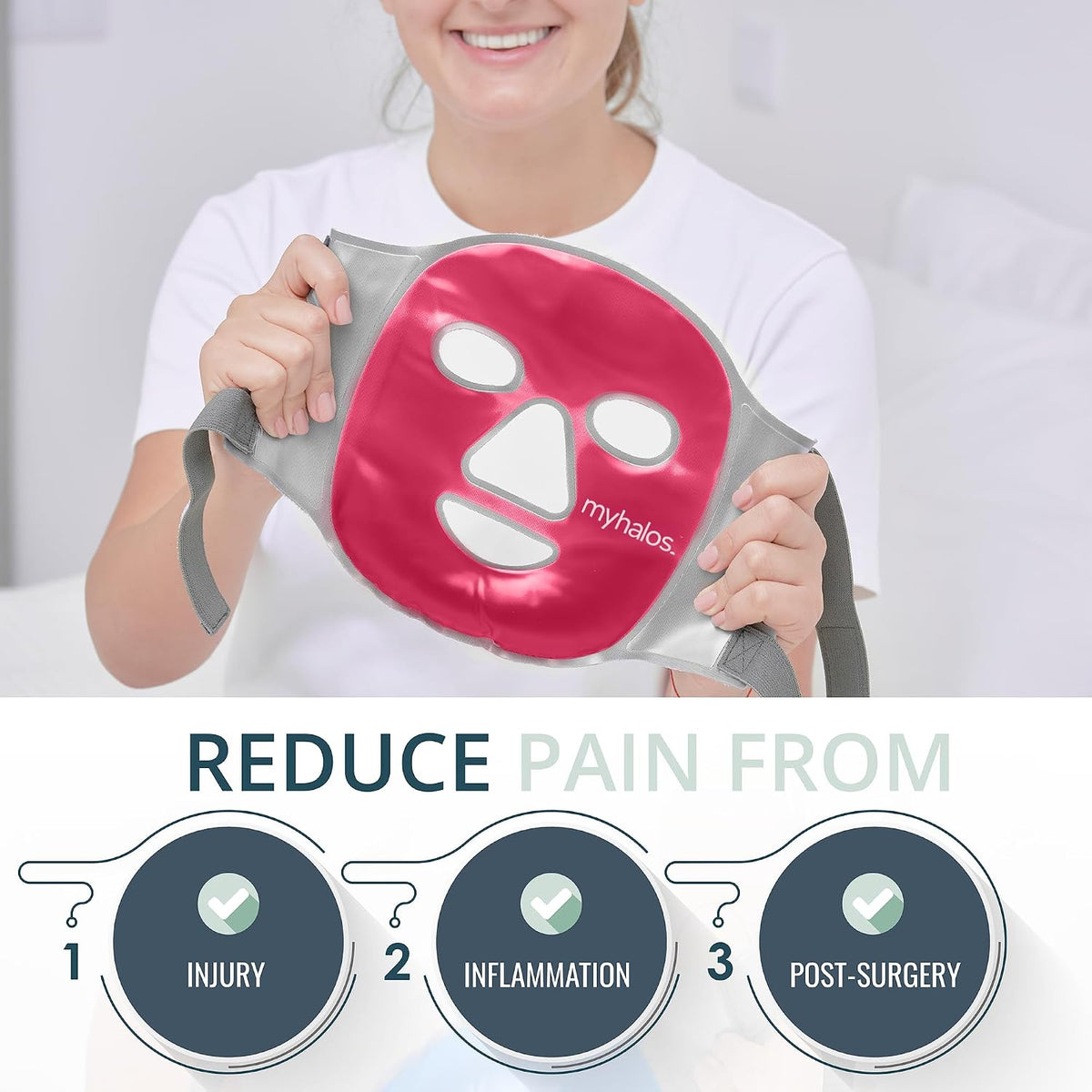 MyHalos Ice Face Mask, Cooling Gel Pack for Migraine, Swelling & Puffiness