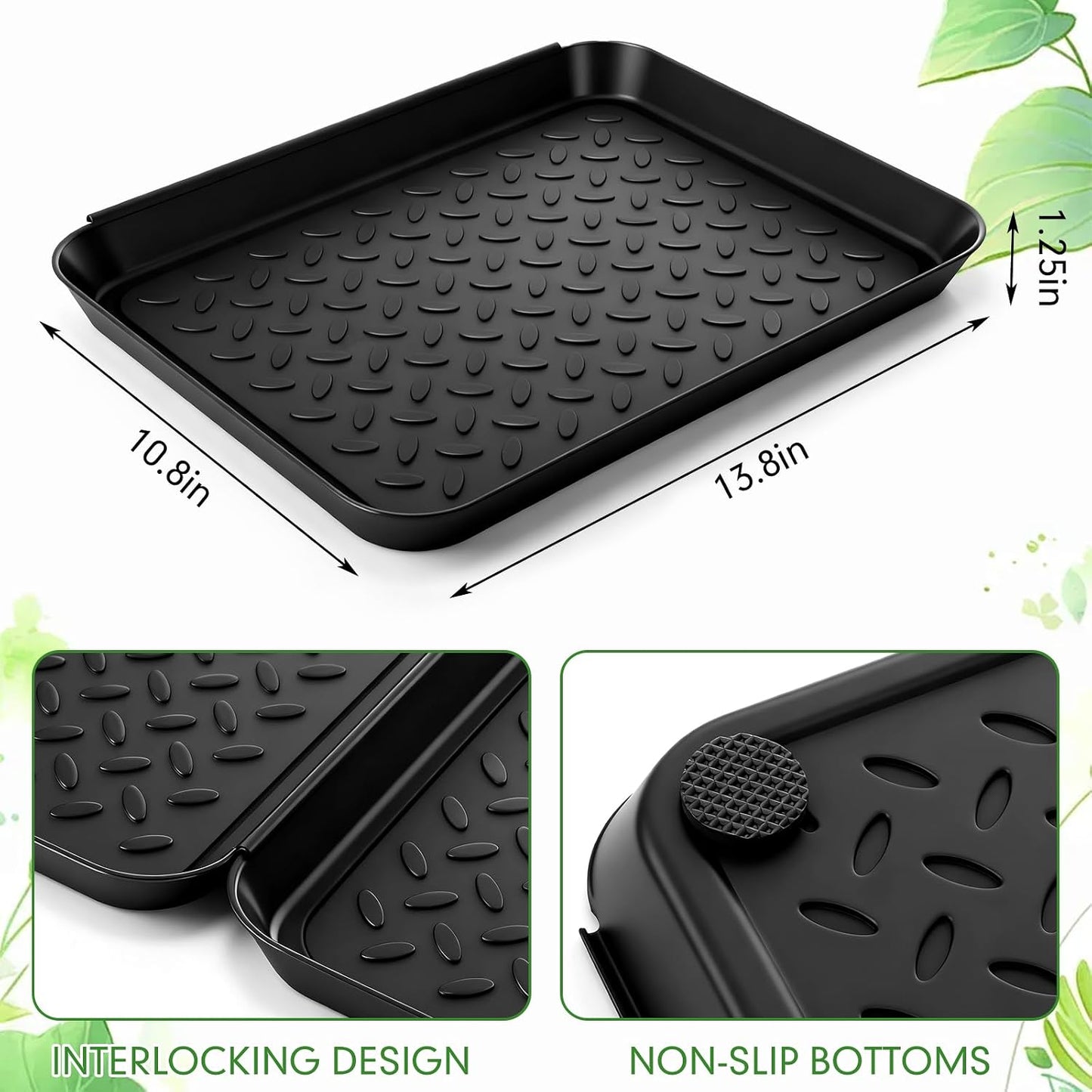 Novabright 6 Pcs Boot Tray with 24 Pcs Anti-Slip Pads Waterproof Boot Mat Wet Shoe Tray & Pet Food Mat, Multi-Purpose Garden Tool for Entryway Indoor Boots Shoes Pets(14 x 11 Inch)