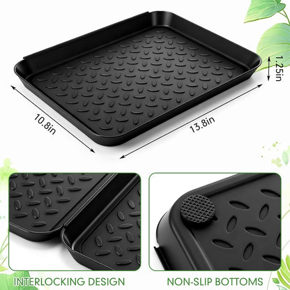 Novabright 6 Pcs Boot Tray with 24 Pcs Anti-Slip Pads Waterproof Boot Mat Wet Shoe Tray & Pet Food Mat, Multi-Purpose Garden Tool for Entryway Indoor Boots Shoes Pets(14 x 11 Inch)