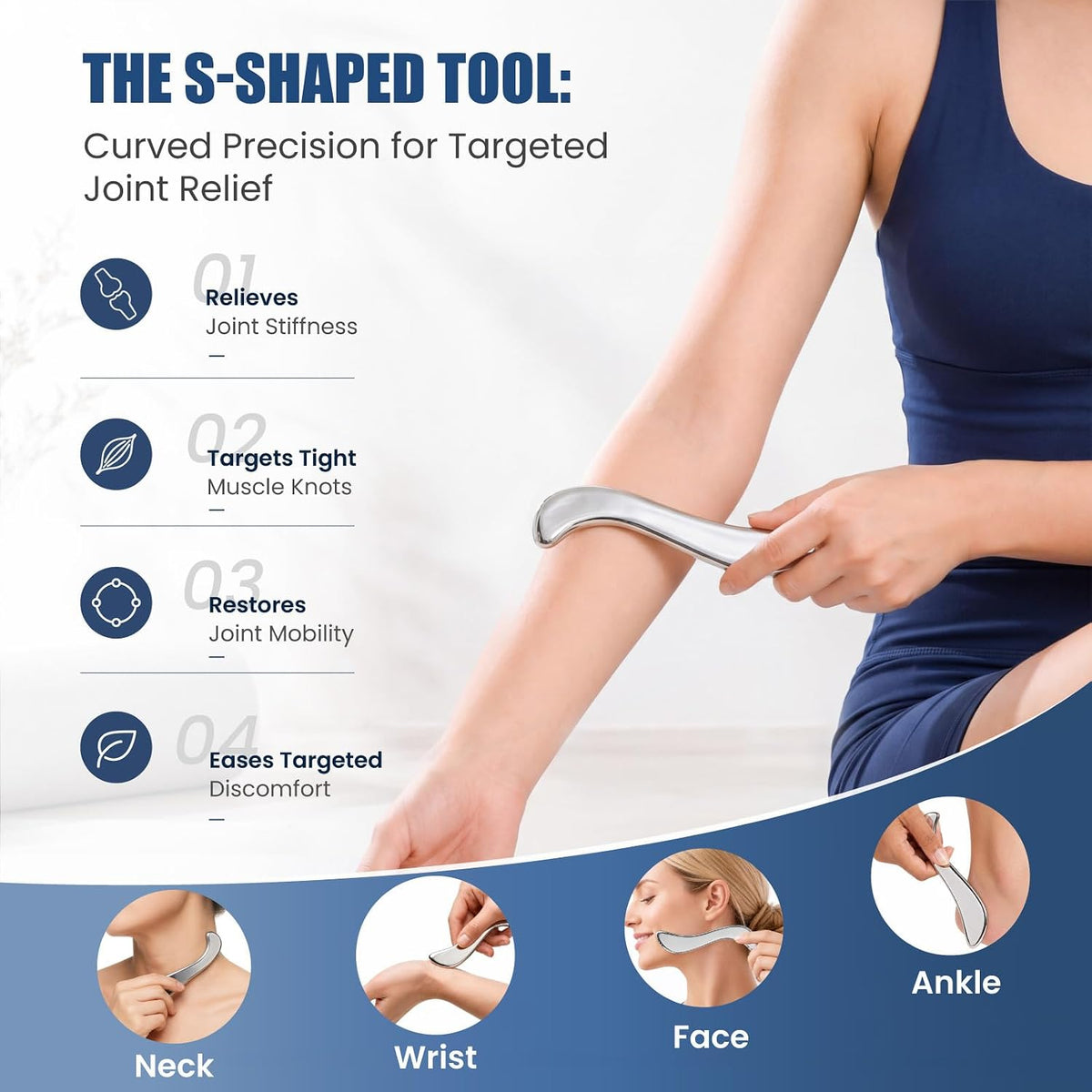 Muscle Scraper Tools, Stainless Steel Guasha Tool for Body, Scraping Tool Physical Therapy, Myofascial Release Tool, Massage Tools for Deep Tissue