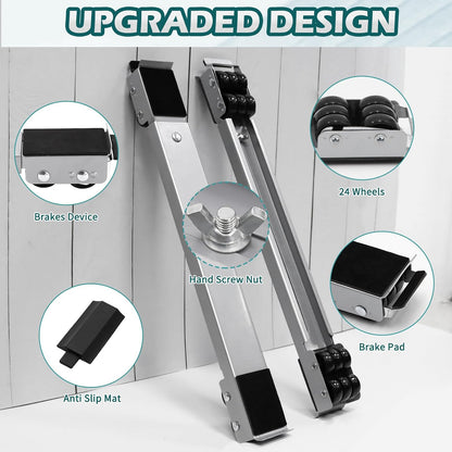 Extendable Appliance Rollers with Upgraded Furniture Lifter Tools, Grey | Extendable Appliance Heavy Duty Furniture Mover with Wheels Stand Sliders, Washers Dryers Moving Kitchen Refrigerators Sofa