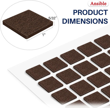 Ansible Felt Furniture Pads Chair Leg Floor Protectors 1" 60PCS | Felt Pads for Hardwood Floors,Self-Adhesive, Reduce Noise and Anti-Scratches,Easy to Install,Beige,Round