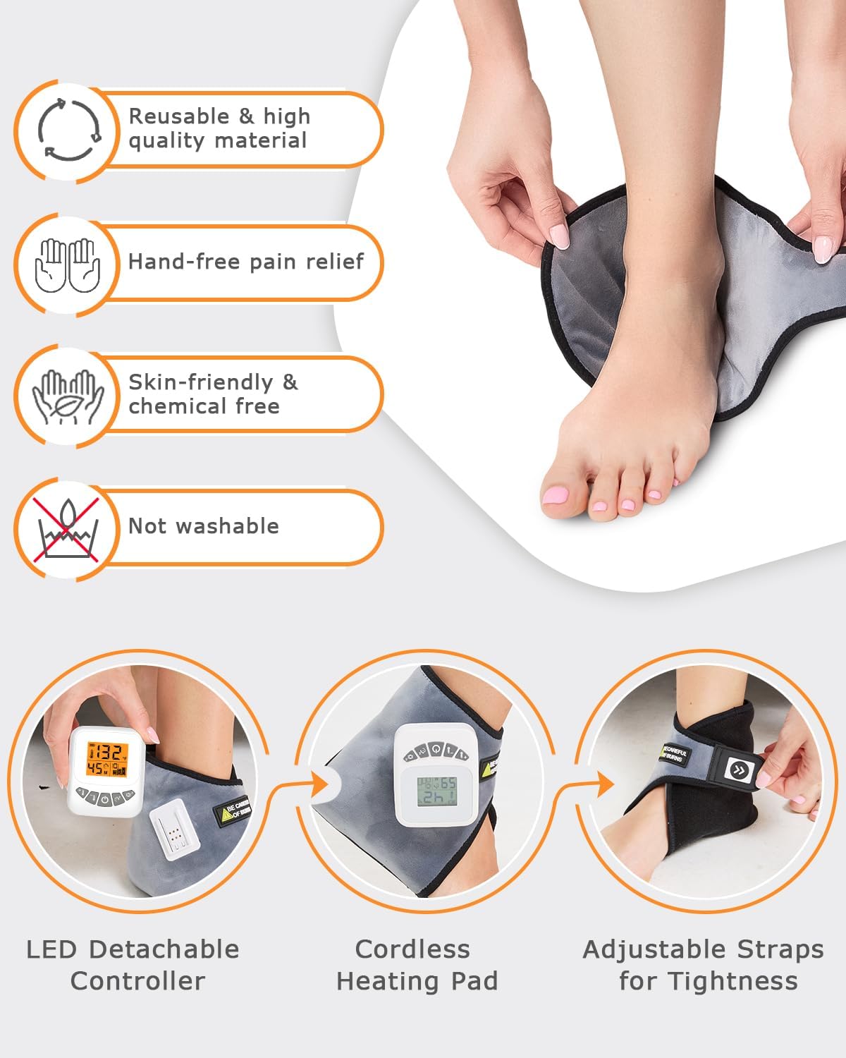 Cordless Leg Massager for Circulation and Pain Relief - 5000mAh Portable Heating Pad for Leg and Calf with 3-Level Vibration Massage, 104-140℉ Adjustable Temperature & 30/45/60 Min Timer