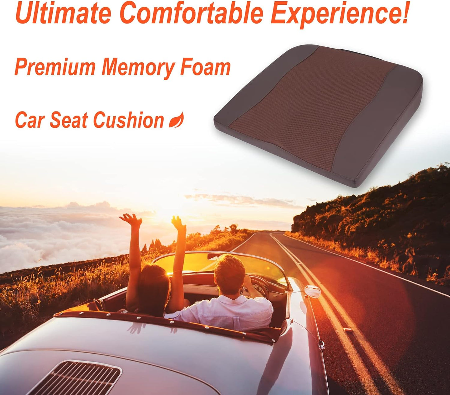 Lofty Aim Car Seat Cushion, Memory Foam Car Seat Cushions for Long Driving | Comfy Car Seat Pillow for Pain Relief, Driver Seat Cushion Adds Height, Butt Cushion for Car, Truck, Office Chair, Black