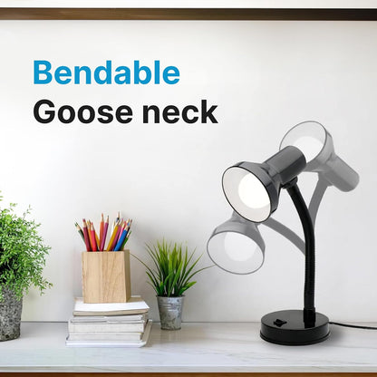 Xtricity LED Clip on Desk Lamp with 360° Flexible Gooseneck, White Finish | Reading Light for Bed Headboard– A19 Bulb Included, 120V, On/Off Switch, 10.25” Height Table Lamp