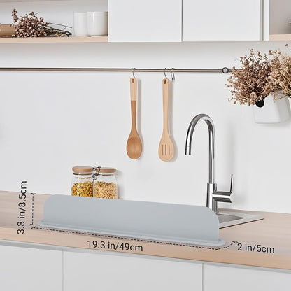 19.3 inch Silicone Sink Splash Guard, Splash Guard for Kitchen Sink Area, Backsplash Protector for Kitchen Countertop & Bathroom Bathtub with Non-Slip Strong Suction, White
