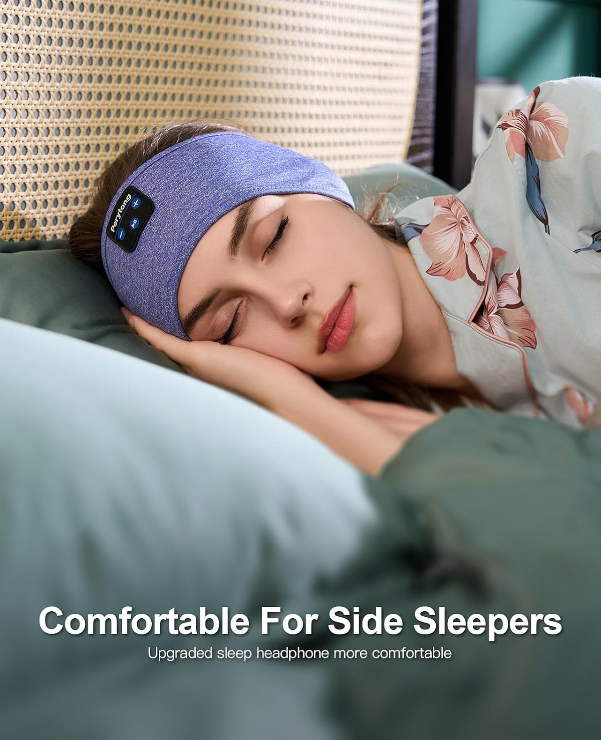 Perytong Sleep Headphones Bluetooth 5.4 Headband, Wireless Sleep Headphones for Side Sleepers - Sleeping Headband with Ultra-Thin Speaker Microphone Handsfree Gift Ideas for Women Men