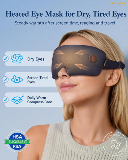 Heated Eye Mask for Dry Eyes Silk Cordless Warm Eye Compress Daily Eye Care | Soothing Relief for Migraine & Tired Eyes, Multi Scene Use for Home Office Travel, Rechargeable & Washable,FSA Eligible HSA