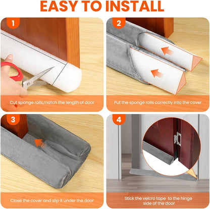 GDHOMM Door Draft Stopper for Bottom of Doors Weather Stripping Door Gap Filler Soundproof Size Adjustable 30"-36", Gray