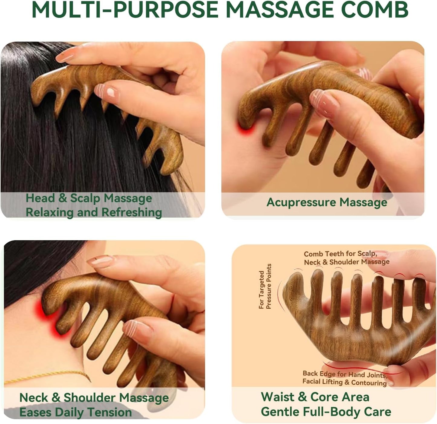 Wood Therapy Massage Tools – Wooden Manual Guasha Tool, Handheld Body & Scalp Massager, Trigger Point Scraper, Reflexology & Lymphatic Drainage Inspired Wooden Massage Tool for Face, Neck, Back & Legs