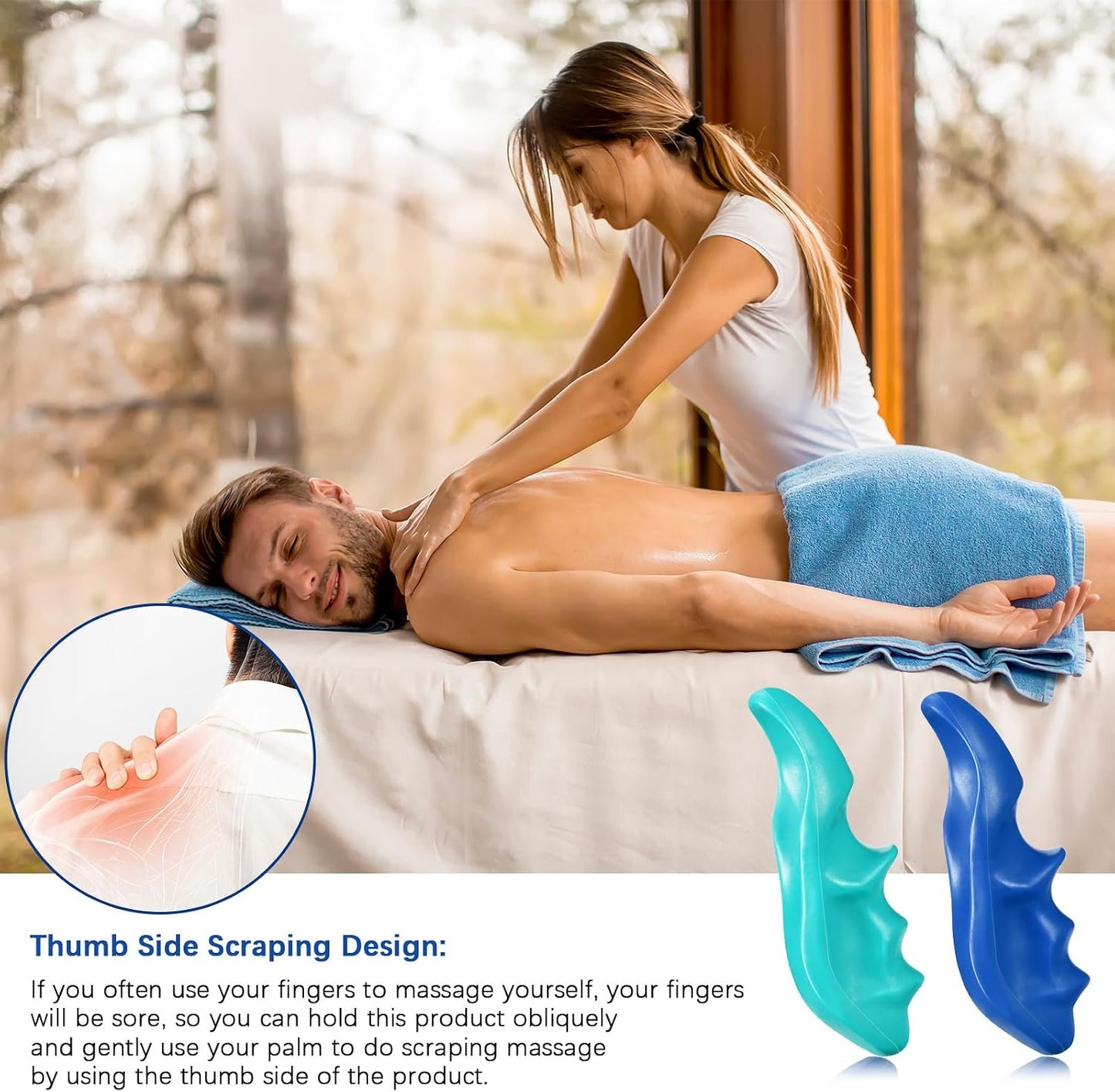 Nuanchu 2 Pcs Green Thumb Saver Massage Tool Deep Tissue Massager for Pressure Reflexology Professional Neck Shoulder Back Foot Stress Relief