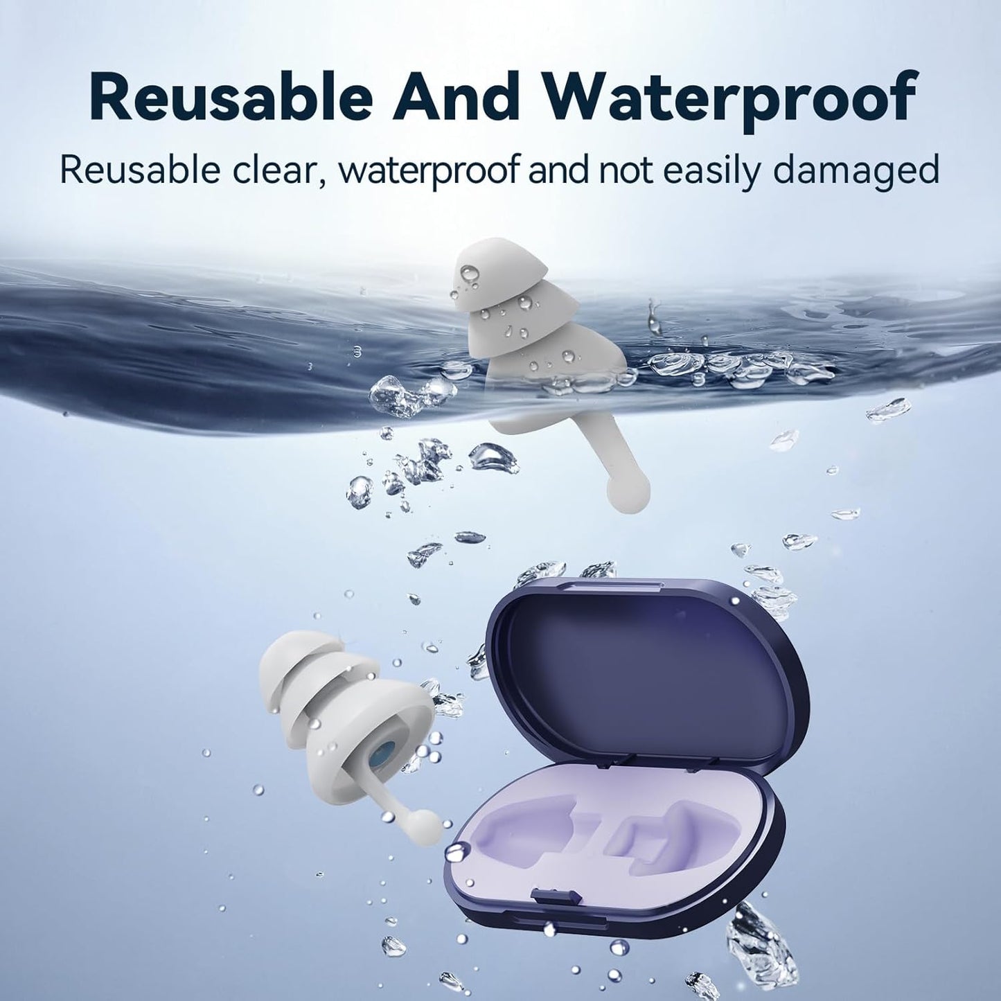 Ear Plugs for Sleeping, 35dB Reusable Soft Silicone Earplugs