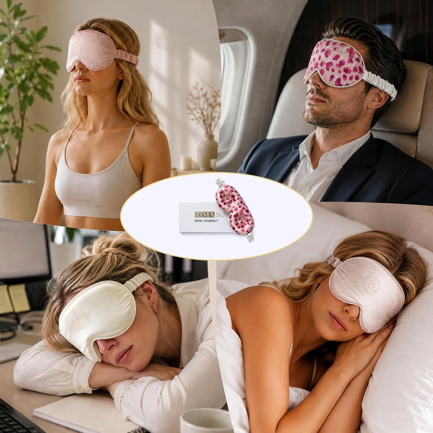 ZIMASILK Adjustable 22 Momme 100% Pure Mulberry Silk Sleep Mask, 3D Contoured Cup Eye Mask for Sleeping, Super Soft Breathable Blindfold, Perfect Blocks Light for Sleeping (Black)