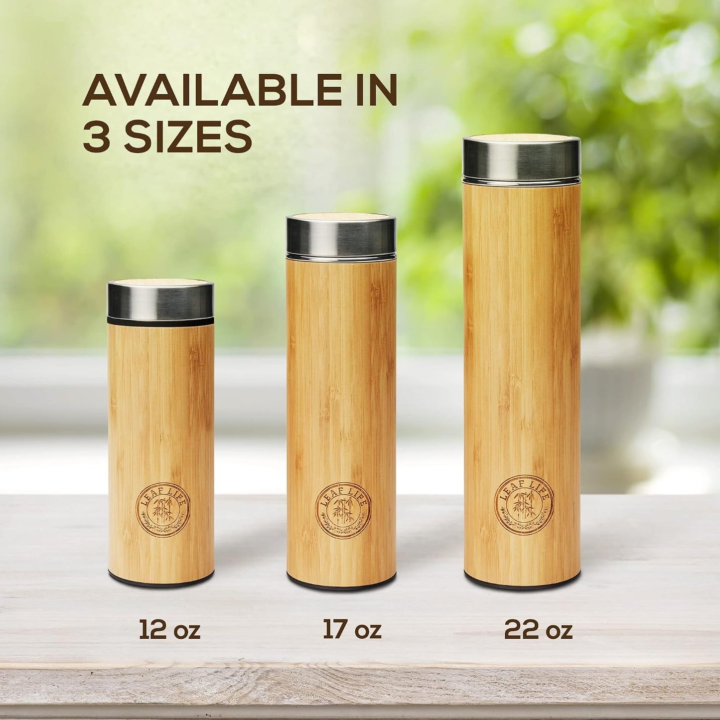 Leaflife Premium Bamboo Tea Infuser Bottle for Loose Tea - Tea Gifts