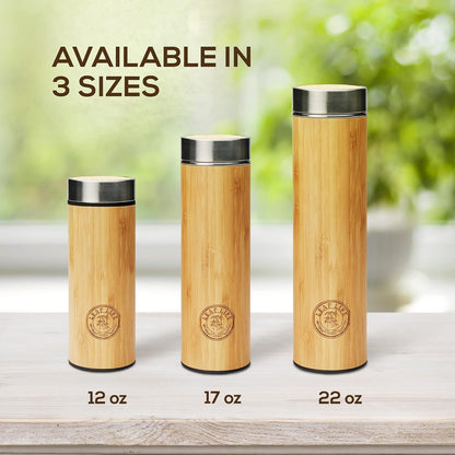Leaflife Premium Bamboo Tea Infuser Bottle for Loose Tea - Tea Gifts