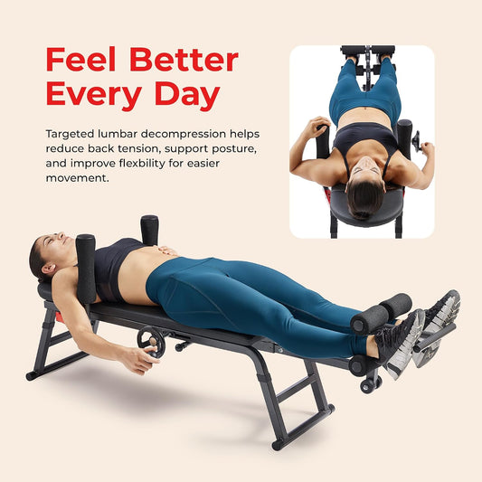 Sunny Health & Fitness Decompression Stretch Table for Back Pain Relief