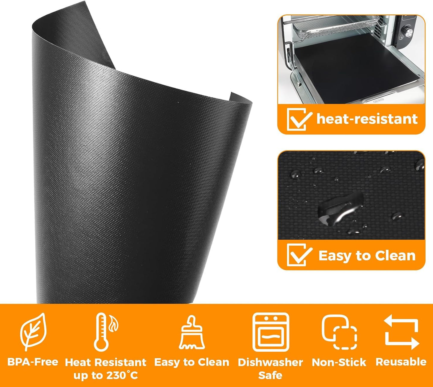 4 Pack Air Fryer Liners for Ninja Flip Toaster Oven, Non-stick Reusable | Oven Liners for Bottom of Oven, for Ninja SP101 SP201, Durable for Long Time Use, Cuttable, Cut Down Cleaning Work