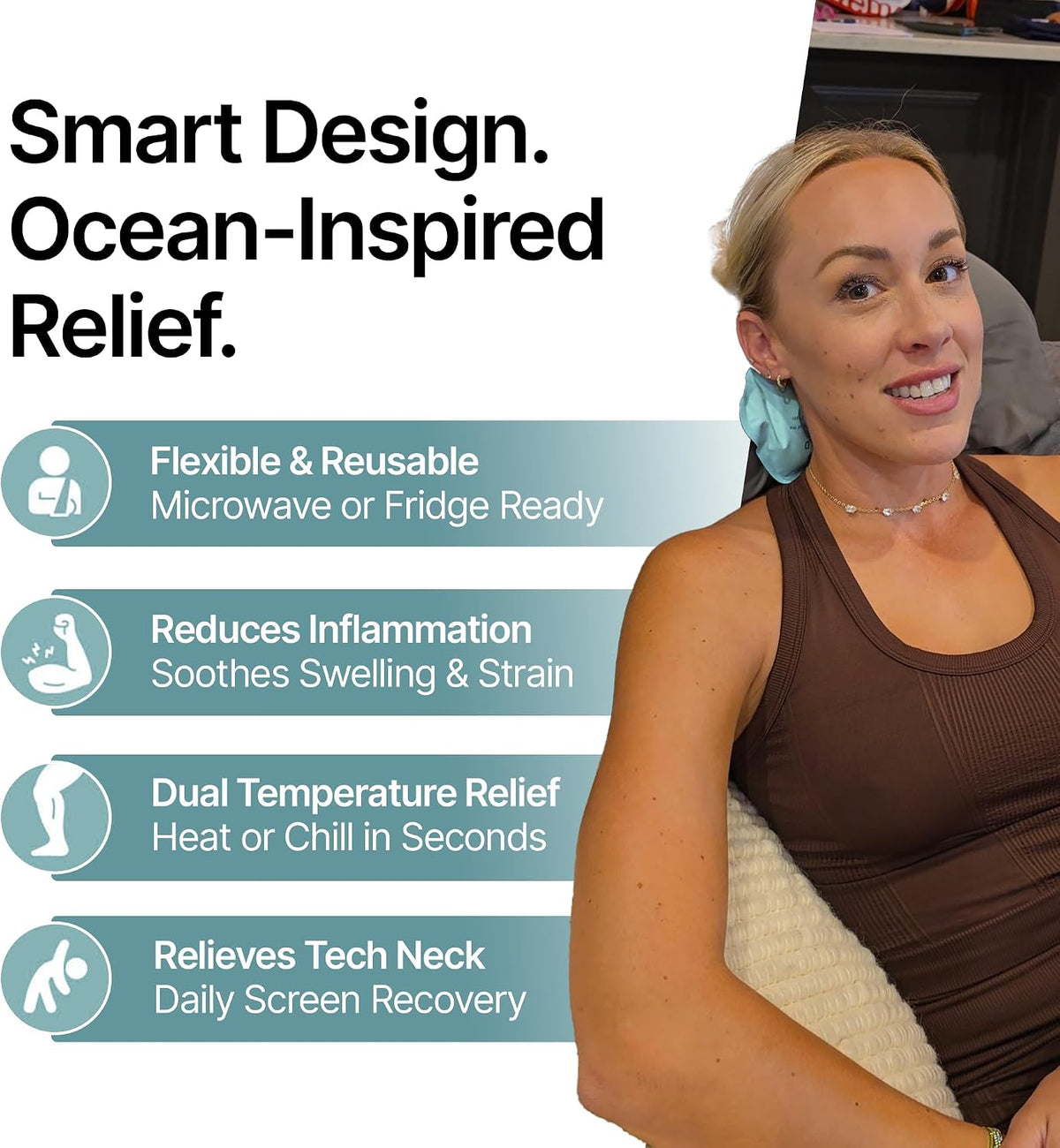 CastleFlexx Dual Hot & Cold Therapy Packs | Gel-Free, Flexible & Reusable for Neck, Shoulders, Joints & Muscles | Microwave & Freezer Safe | Ideal for Daily Relief - Earth