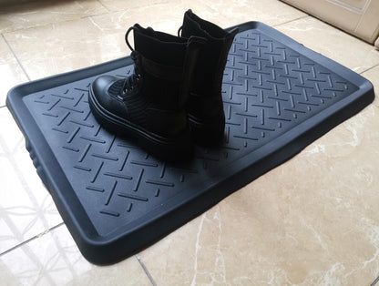 Boot Tray for Entryway,Hard Plastic Boot Mat,Shoe Tray,Shoe Mat for Indoor and Outdoor Use (Black Flower (Hard Plastic), 29.5X14.9 inch)
