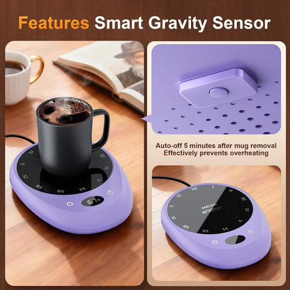 MEION Coffee Mug Warmer for Desk, Coffee Cup Warmer, 4 Temp Settings & 1-12H Timer, Coffee Warmer with Auto Shut Off Smart Gravity Sensor, Beverage & Candle Warmer Coffee Gifts Accessories(Black)