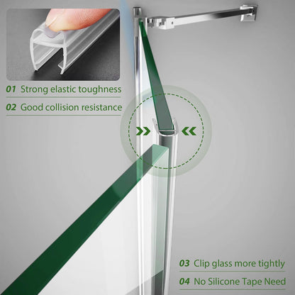 Frameless Shower Door Bottom Seal Strip for 3/8"(10mm) Thick Glass, Super Clear 36 Inch Long 2PCS Shower Door Seal, to Water Block