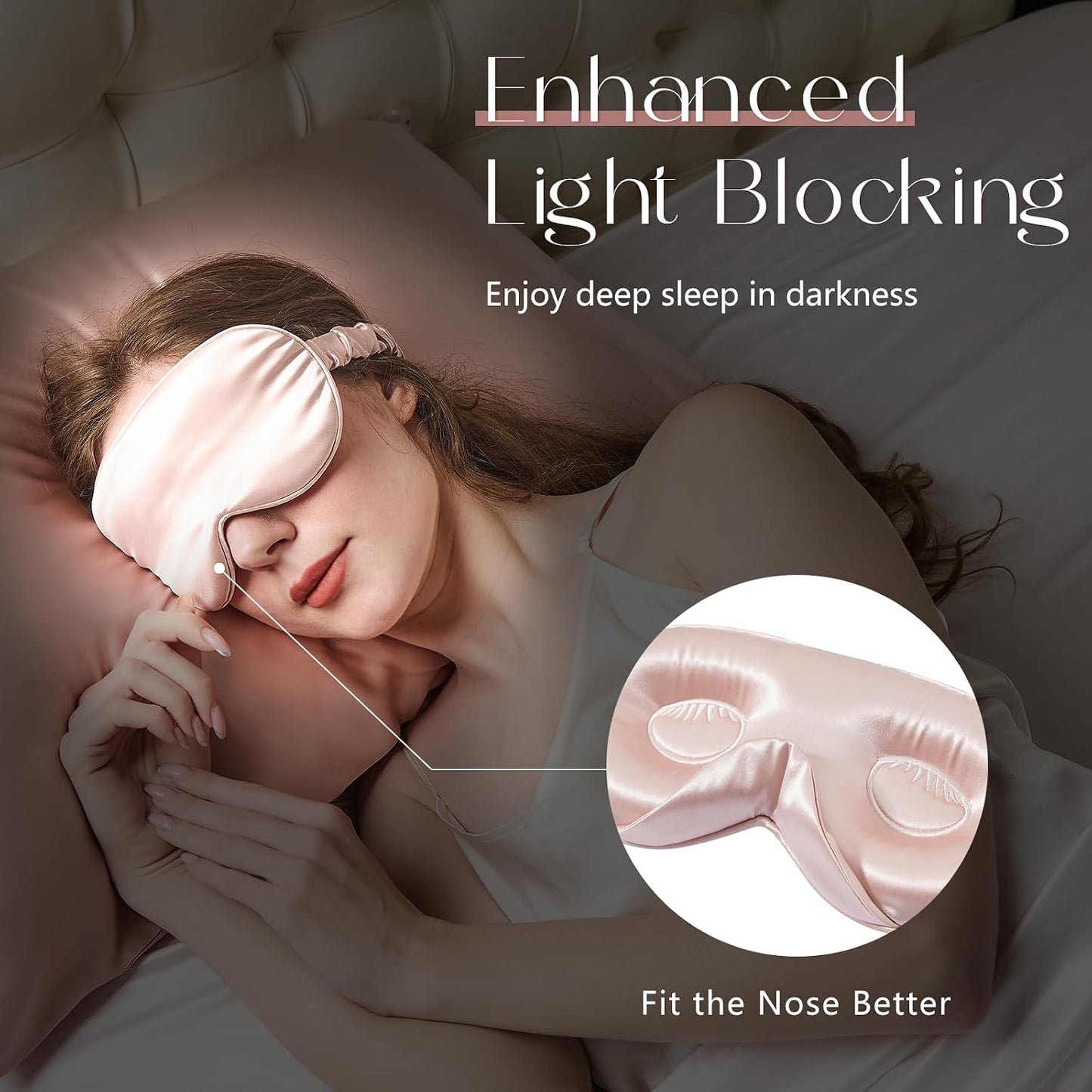 ZIMASILK Adjustable 3D 22 Momme 100% Mulberry Silk Sleep Mask | Upgraded Eye Mask for Sleeping - Soft & Breathable Blindfold - Blackout for Deep Sleeping (Pink)