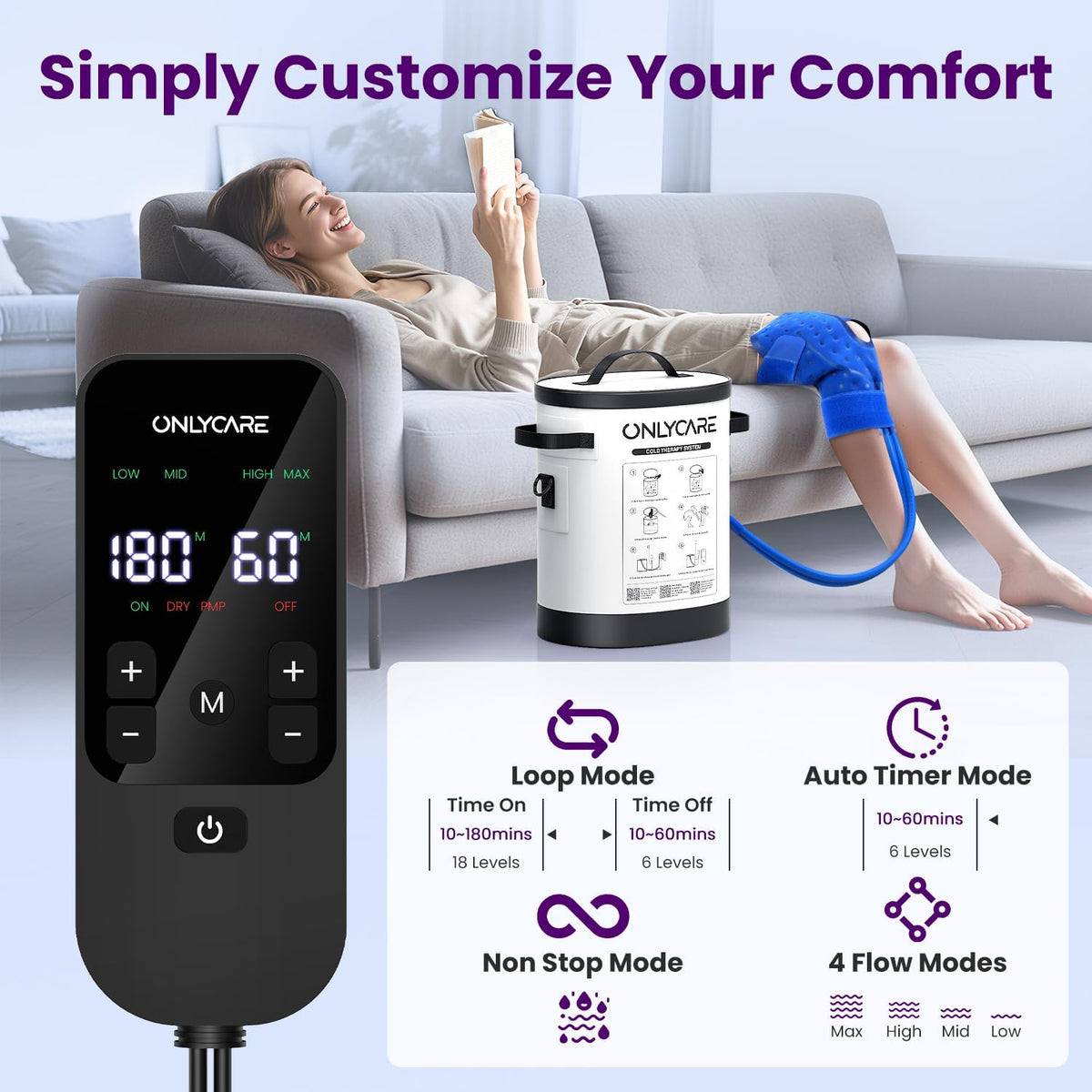 ONLYCARE Cold Therapy Machine, Ice Machine for Knee After Surgery