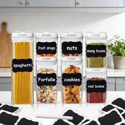 200PCS Chalkboard Labels, 13 Shapes & 3 Sizes, Reusable Blackboard Stickers | Includes 1 Liquid Chalk Marker, for Pantry Jars, Food Containers, Spice Racks & Organization
