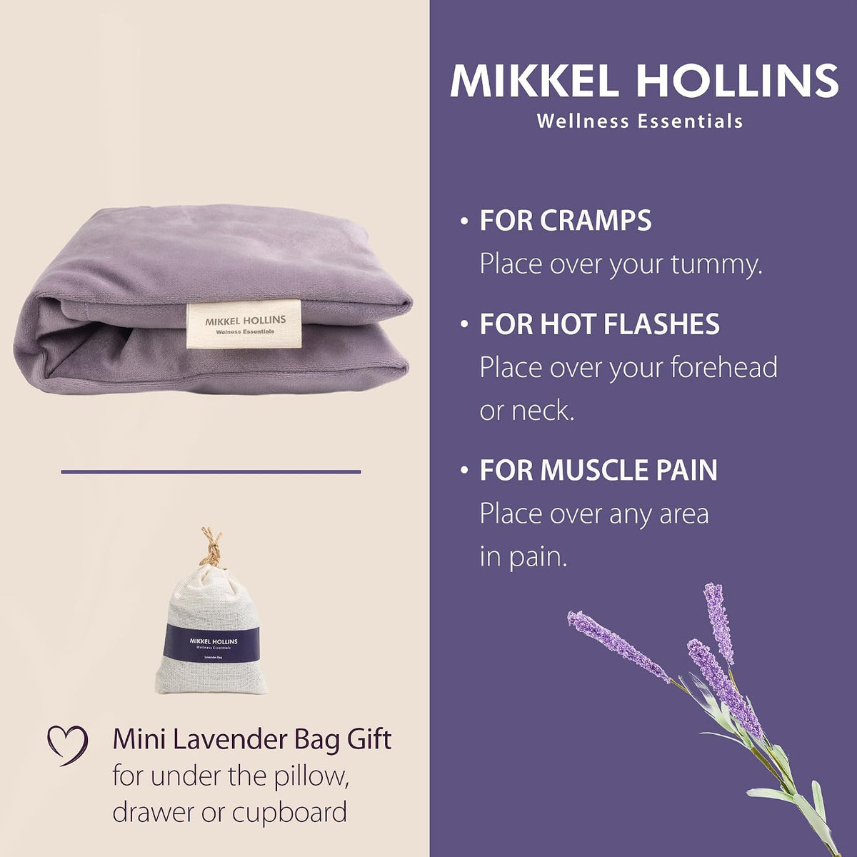 Microwavable Heating Pad with Lavender & Flaxseed, Hot & Cold Therapy, Heat Pad for Back, Neck, Shoulder, Knee, Leg & Menstrual Cramp Relief, Washable Cover, Mini Lavender Bag Gift, One Size Fits All