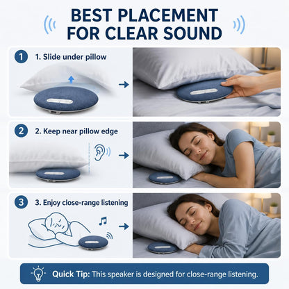 Pillow Speaker for Sleeping, 2026 Mini Bluetooth Pillow Speakers, Ultra-Thin Under Pillow Speaker with White Noise Machine Timer, Wireless Sleep Aid for Stereo Bass, Sleep Music