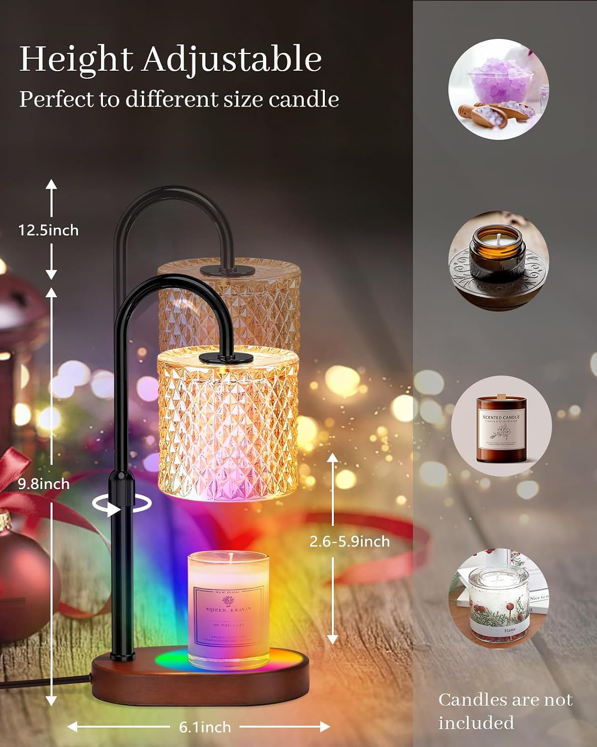 Candle Warmer Lamp with Timer Dimmer Adjustable Height for New Home Decor, Birthday Gifts for Women,Candle Warmer for Women Mom Christmas Mother's Day Gfit