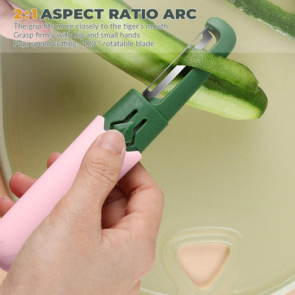 2 in 1 Paring Peeler Knife Multifunctional Stainless Steel Peeler,Creative Fruit and Vegetable Dual-Use Peeler Knife, Outdoor Portable Safety Cover Peeling Fruit Peeler, Kitchen gadgets (pink)