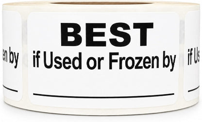 Writable Removable Freezer Food Date Labels, 1 x 2, 500/Roll | Best if Used or Frozen by Stickers for Meal Prep, Leftovers, Restaurants, Delis, Bakeries and Cold Storage. Made in USA