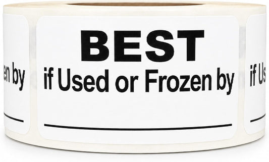 Writable Removable Freezer Food Date Labels, 1 x 2, 500/Roll | Best if Used or Frozen by Stickers for Meal Prep, Leftovers, Restaurants, Delis, Bakeries and Cold Storage. Made in USA