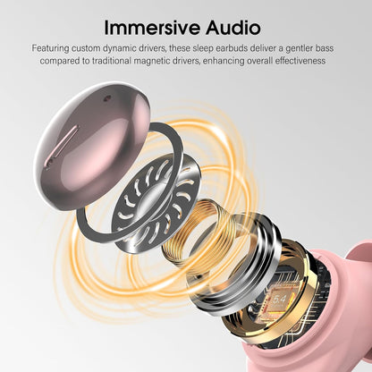 Sleep Earbuds Bluetooth 5.4, Mini Light-Weight Headphones for Side Sleepers | Features Sleep Mode & Built-in White Noise for Relaxing. 48H Battery & Clear Calls. Perfect Mini Earphones for Sound Sleep