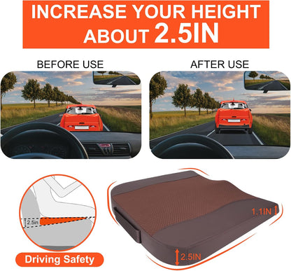 Lofty Aim Car Seat Cushion, Memory Foam Car Seat Cushions for Long Driving | Comfy Car Seat Pillow for Pain Relief, Driver Seat Cushion Adds Height, Butt Cushion for Car, Truck, Office Chair, Black