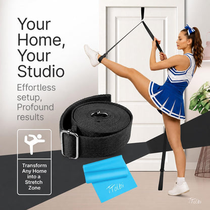Leg Stretcher Strap with Door Anchor and Resistance Band, Splits Trainer | Home Flexibility Trainer for Splits, Ballet, Dance, Cheer, Yoga, Gymnastics, Pole and Taekwondo, Kids to Adults, All Levels